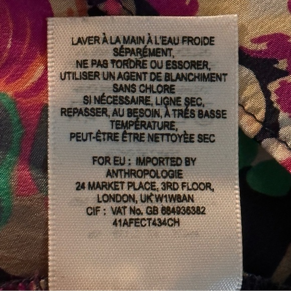 Anthropologie Maeve Komal Floral Silk High-Low Split Hem Top Blouse Size 0 - Picture 9 of 10